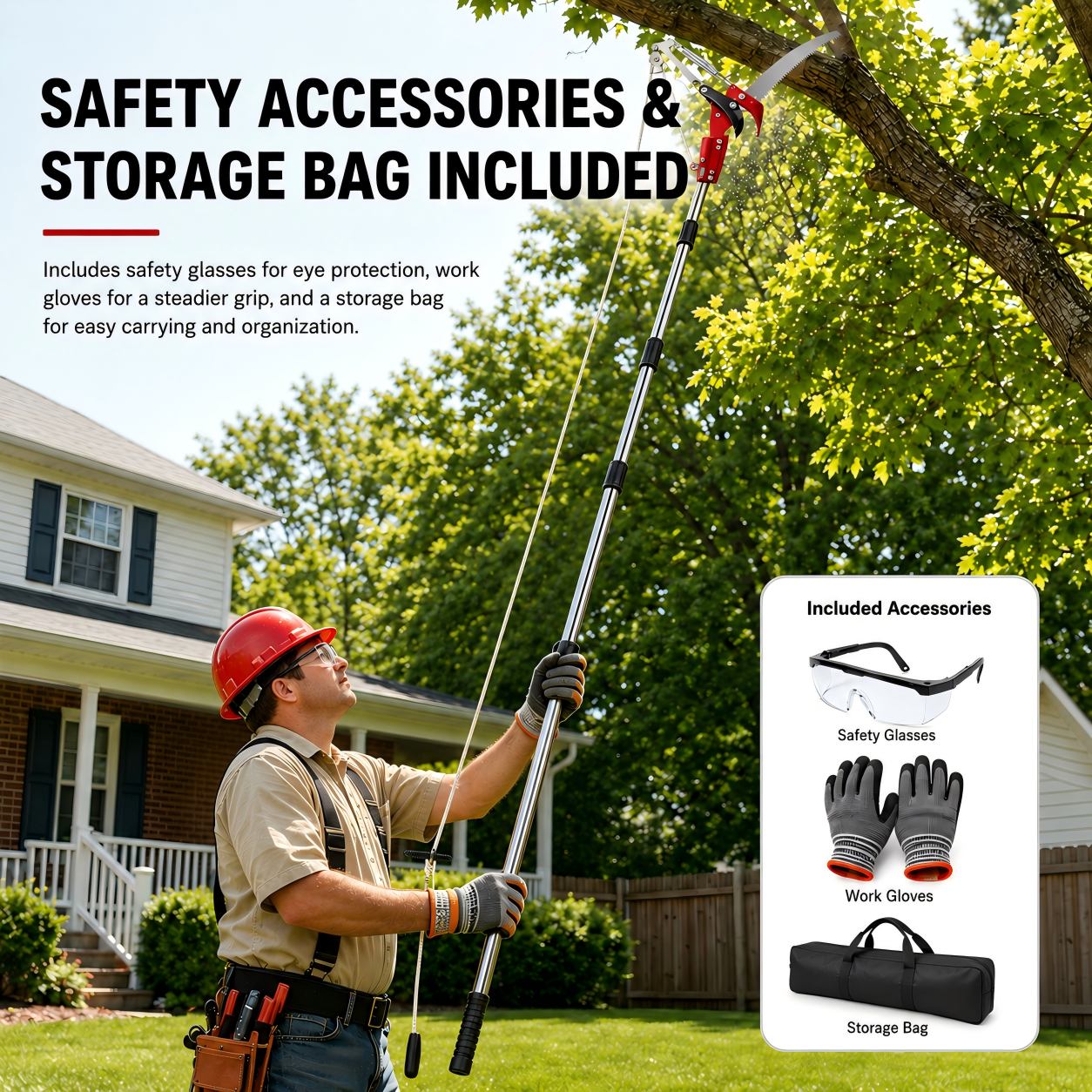 Manual Pole Saw & Tree Pruner for Backyard Tree Trimming