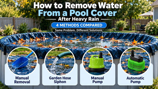 Four methods for removing water from an above-ground pool cover after heavy rain