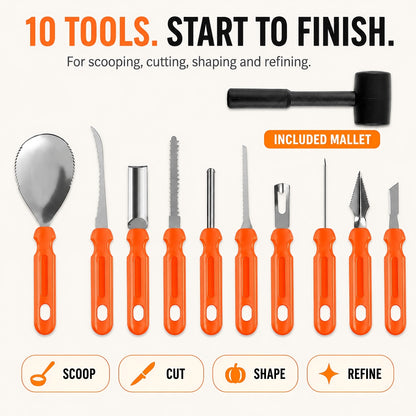 36-Piece Pumpkin Carving Kit with 24 Mix-and-Match Metal Face Shapes