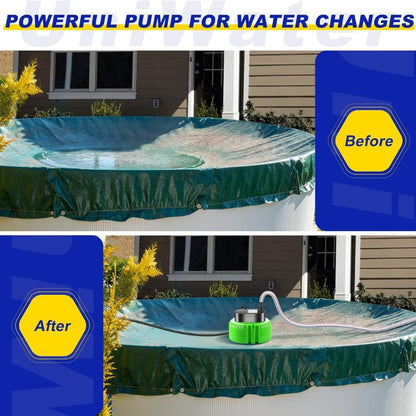 Pool Cover Pump Above Ground with 16ft Hose & 4 Adapters