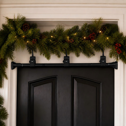 Adjustable Door-Frame Garland Hanger — No Drill, Fits 32–81 in