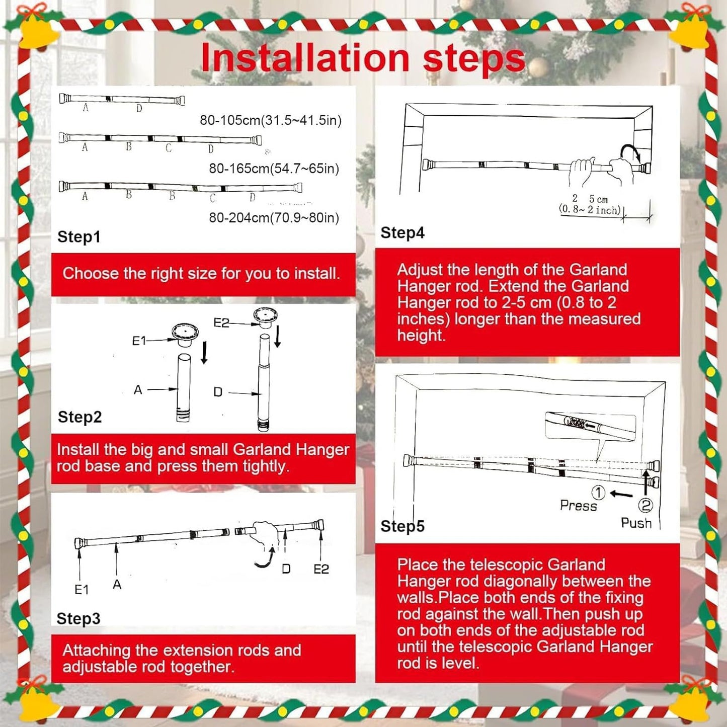 Adjustable Garland Hanger for Front Door — No Drill, No Damage