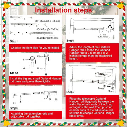 Adjustable Garland Hanger for Front Door — No Drill, No Damage
