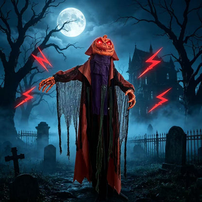 6.56 FT Halloween Pumpkin Electric Decoration: Lights Up, Plays Sounds, and Swings