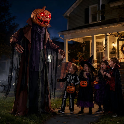 6.56 FT Halloween Pumpkin Electric Decoration: Lights Up, Plays Sounds, and Swings
