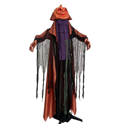 6.56 FT Halloween Pumpkin Electric Decoration: Lights Up, Plays Sounds, and Swings
