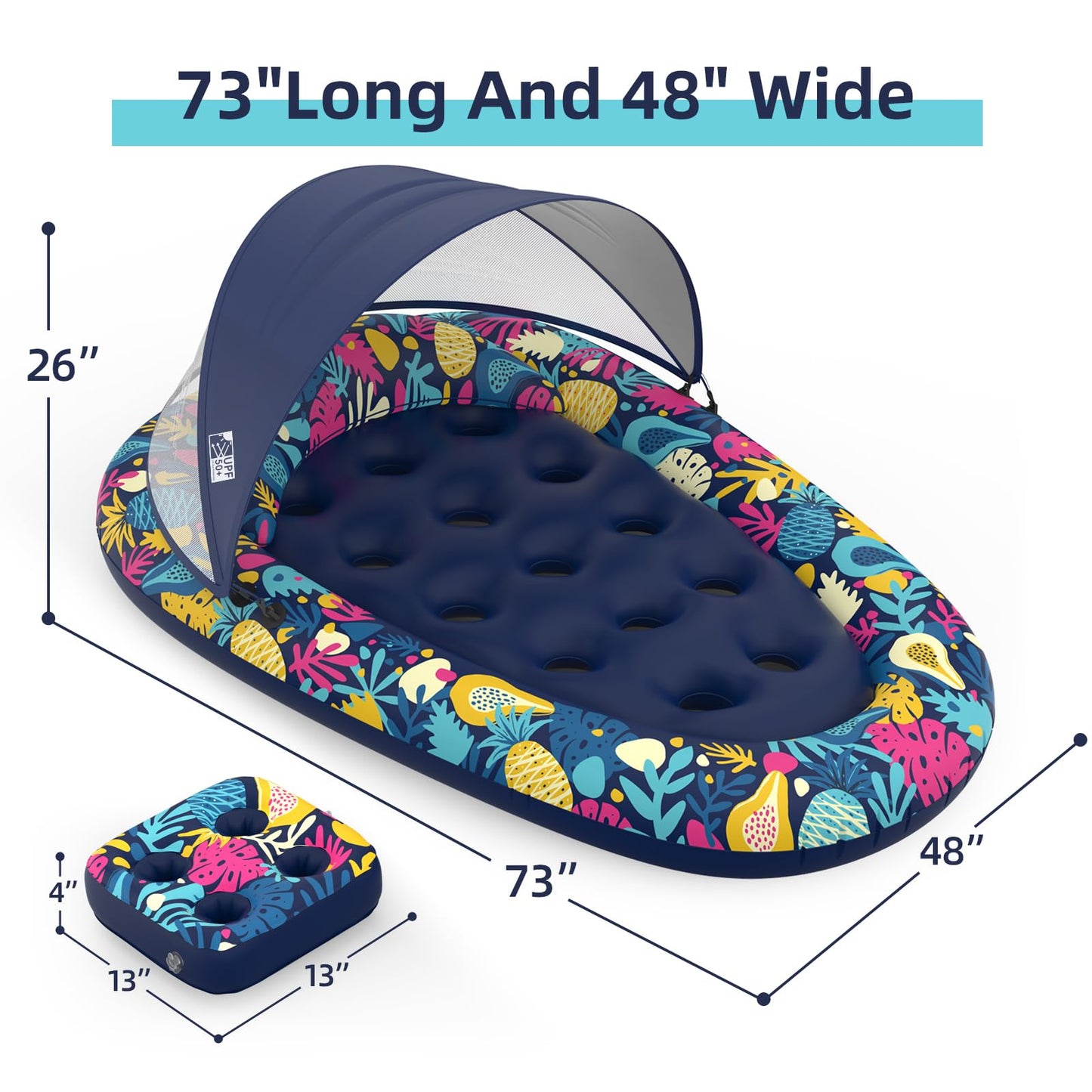 Adult Pool Float with Canopy for Shaded Summer Lounging