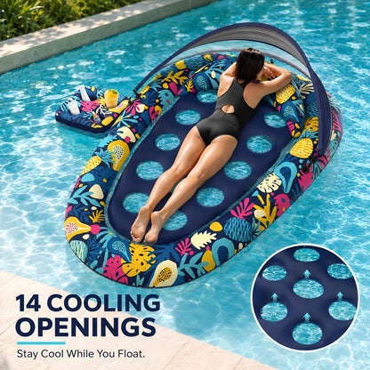 Adult Pool Float with Canopy for Shaded Summer Lounging