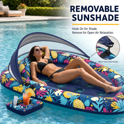 Adult Pool Float with Canopy for Shaded Summer Lounging