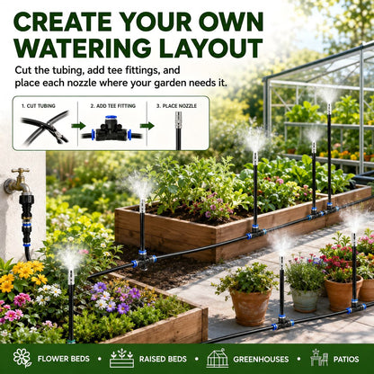 360° Adjustable Drip Irrigation Kit with Misting Nozzles