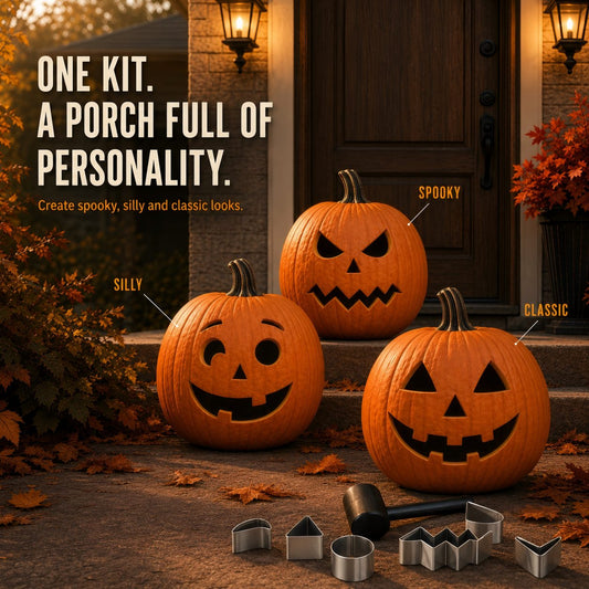 36-Piece Pumpkin Carving Kit with 24 Mix-and-Match Metal Face Shapes