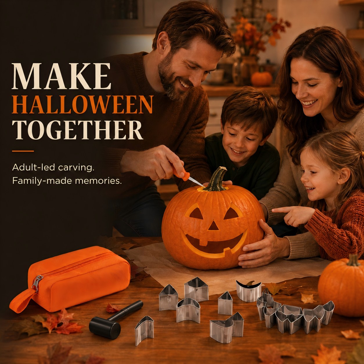 36-Piece Pumpkin Carving Kit with 24 Mix-and-Match Metal Face Shapes