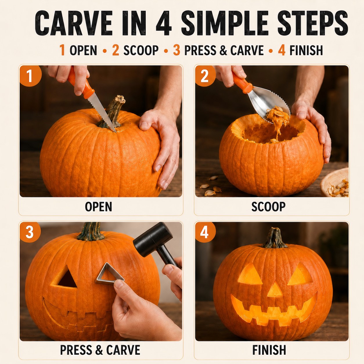 36-Piece Pumpkin Carving Kit with 24 Mix-and-Match Metal Face Shapes