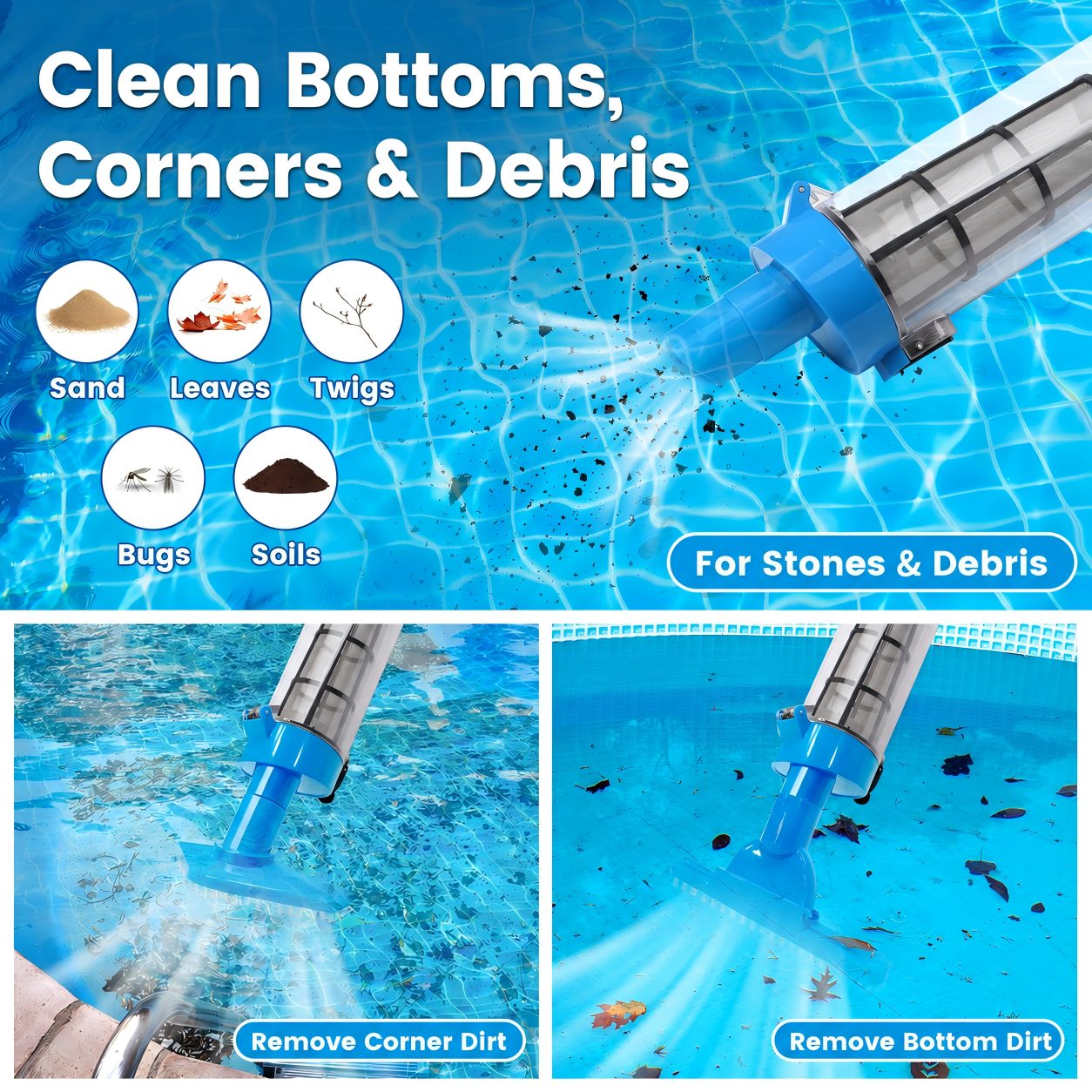 3 in 1 Cordless Rechargeable Pool Vacuum Cleaner