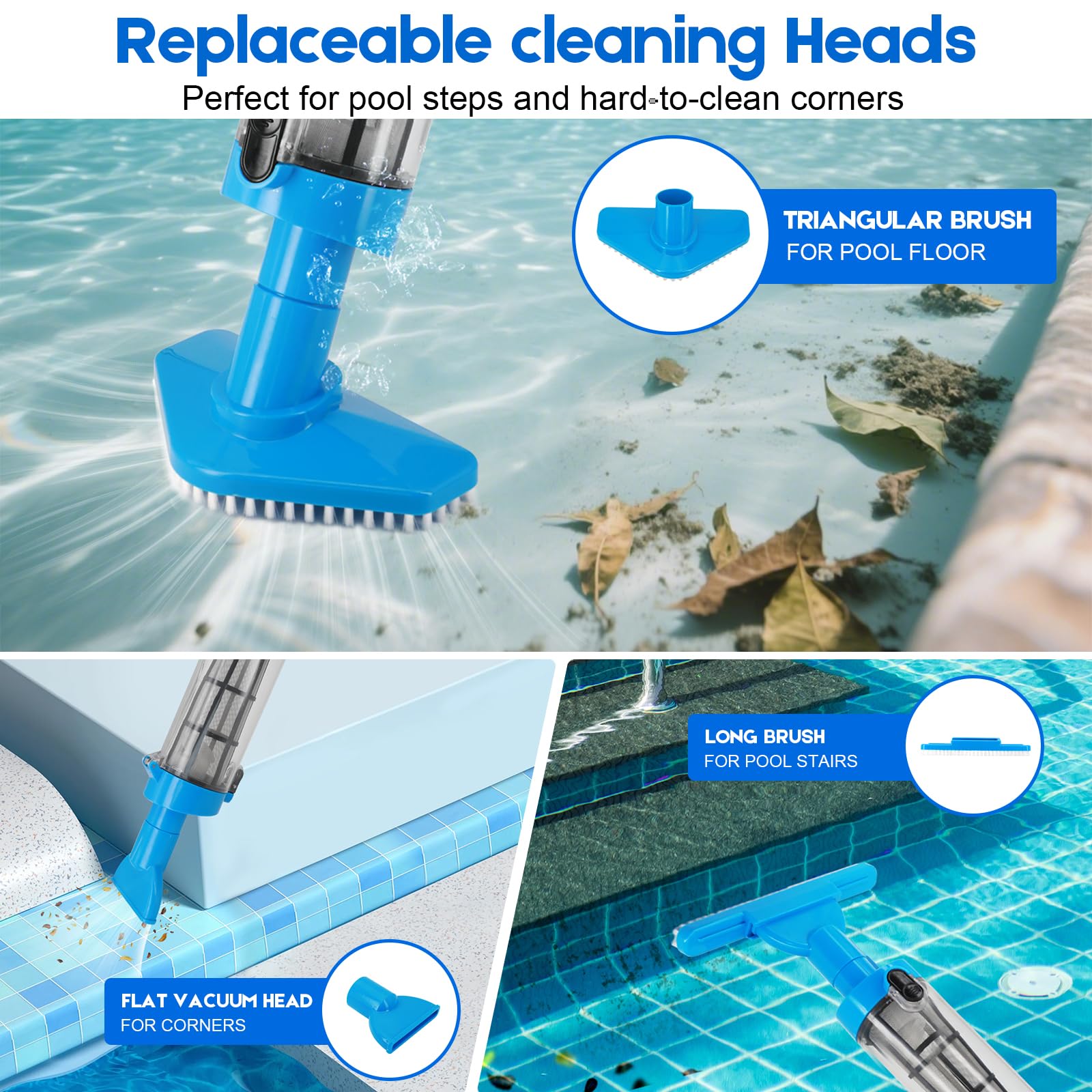 3 in 1 Cordless Rechargeable Pool Vacuum Cleaner