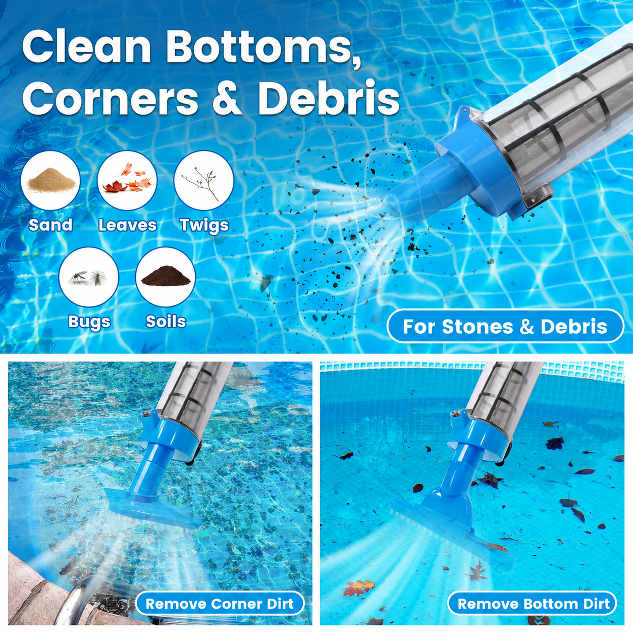 3 in 1 Cordless Rechargeable Pool Vacuum Cleaner