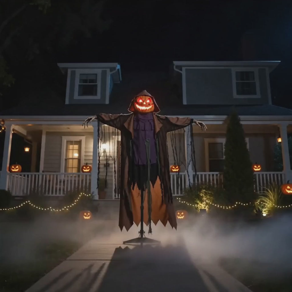 6.56 FT Halloween Pumpkin Electric Decoration: Lights Up, Plays Sounds, and Swings
