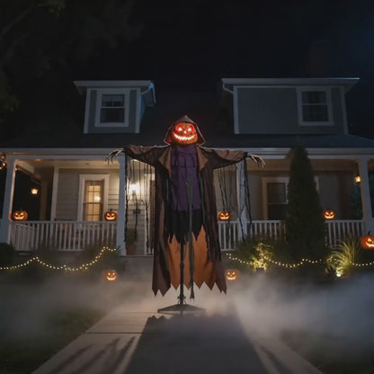 6.56 FT Halloween Pumpkin Electric Decoration: Lights Up, Plays Sounds, and Swings