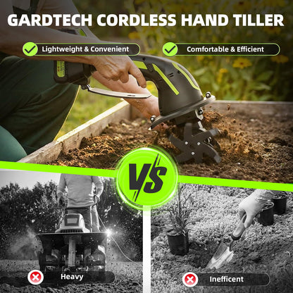 2-IN-1 Cordless Garden Tiller Cultivator for Small Gardens & Raised Beds