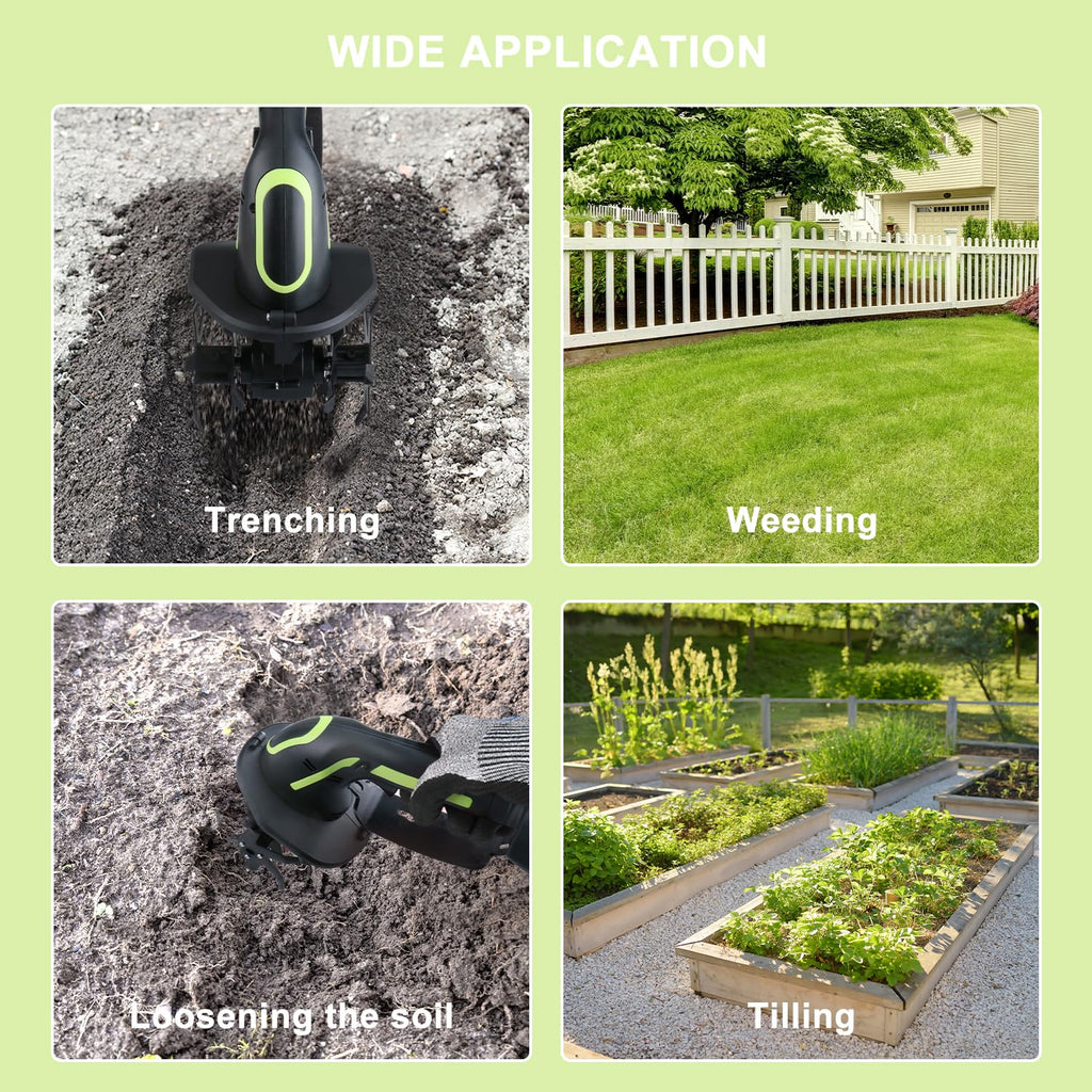 2-IN-1 Cordless Garden Tiller Cultivator for Small Gardens & Raised Beds