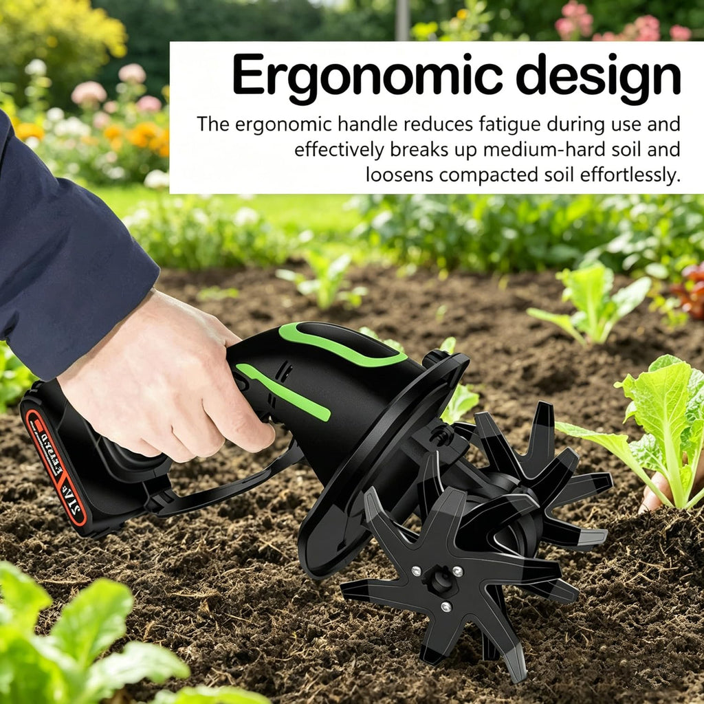 2-IN-1 Cordless Garden Tiller Cultivator for Small Gardens & Raised Beds