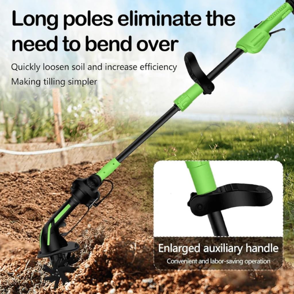 2-IN-1 Cordless Garden Tiller Cultivator for Small Gardens & Raised Beds