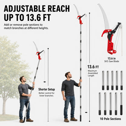 Manual Pole Saw & Tree Pruner for Backyard Tree Trimming