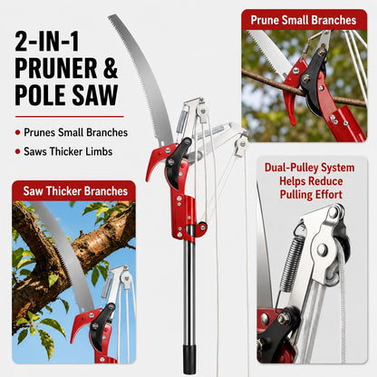 Manual Pole Saw & Tree Pruner for Backyard Tree Trimming